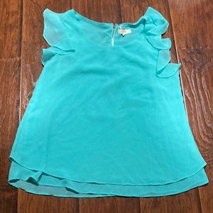 E M sheer green blouse